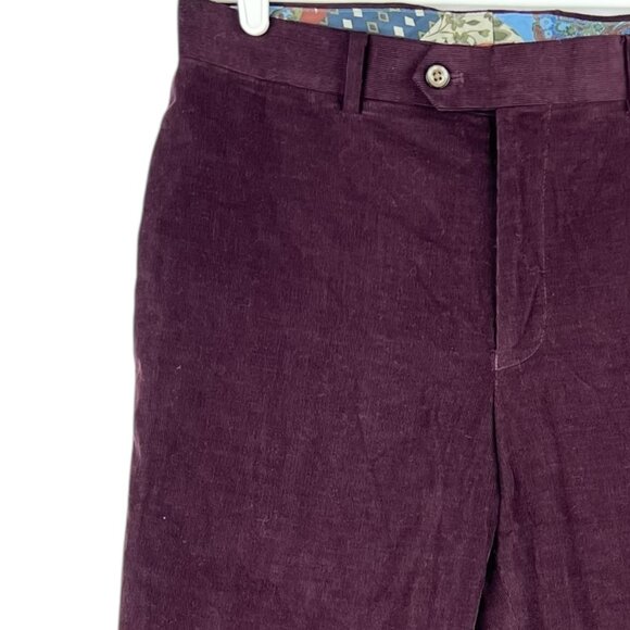 Tallia Men's Maroon Corduroy Pants Size 32x32 Slim Fit Mid Rise Straight Leg - Picture 5 of 12
